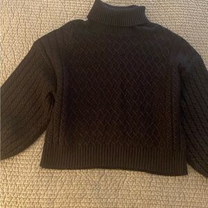 Tahari Black Cable Knit Turtleneck Sweater